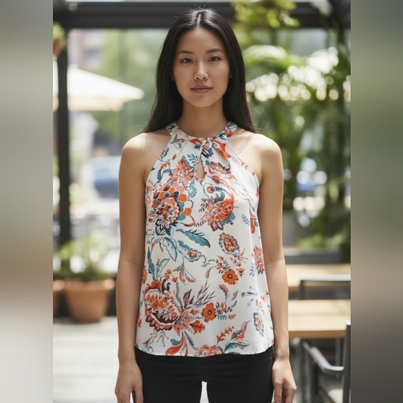 7th Avenue Design Studio Floral Top, Size M, Multicolor - Picture 2 of 7